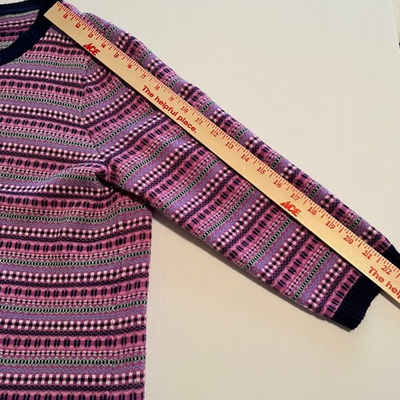 Talbots NWOT Fair Isle Cardigan Purple/Navy Lambswool Blend Size 1X - Picture 6 of 7
